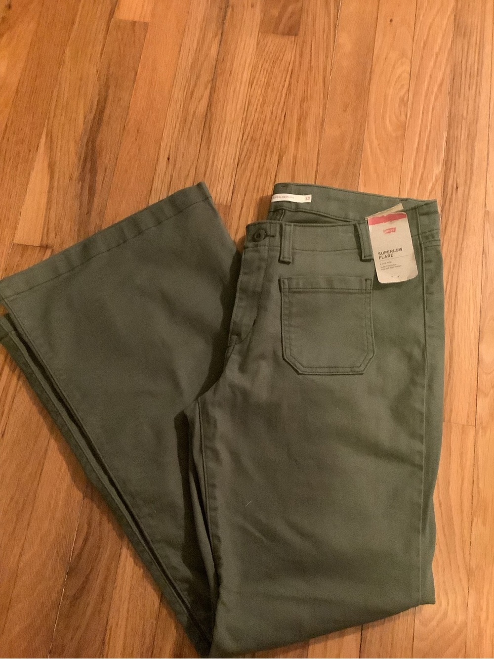 Levi's Superlow Flare Jeans in Olive Green